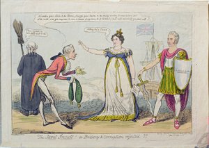 De geheime belediging! of omkoping en corruptie afgewezen!!, uitgegeven 1820 door George Cruikshank